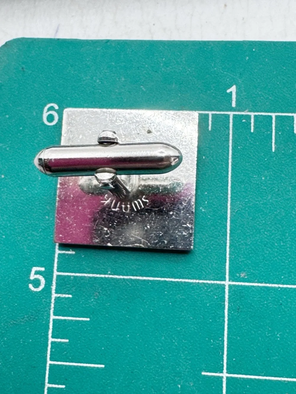 Vintage Swank MCM brushed silver tone square cufflinks with raised wheat motif